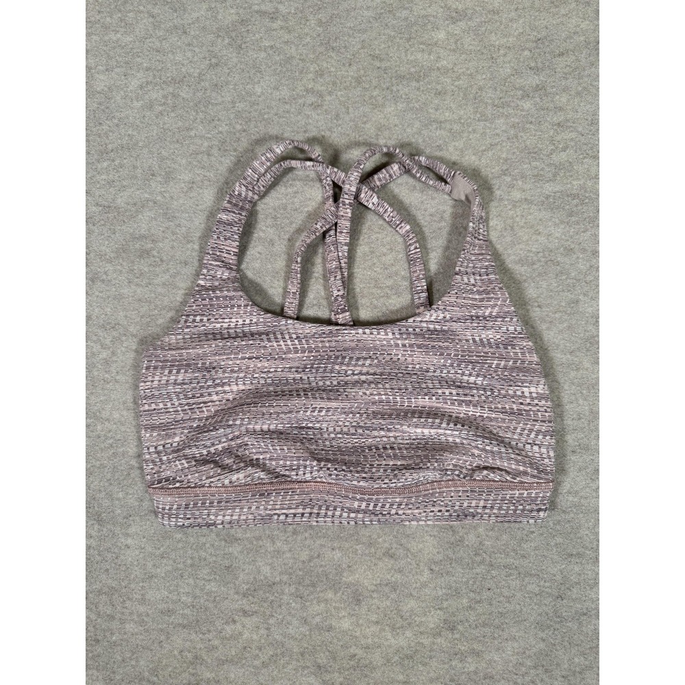 Lululemon Sports Bra Womens 6 Pink Geometric Strappy Crossback Yoga Gym Running